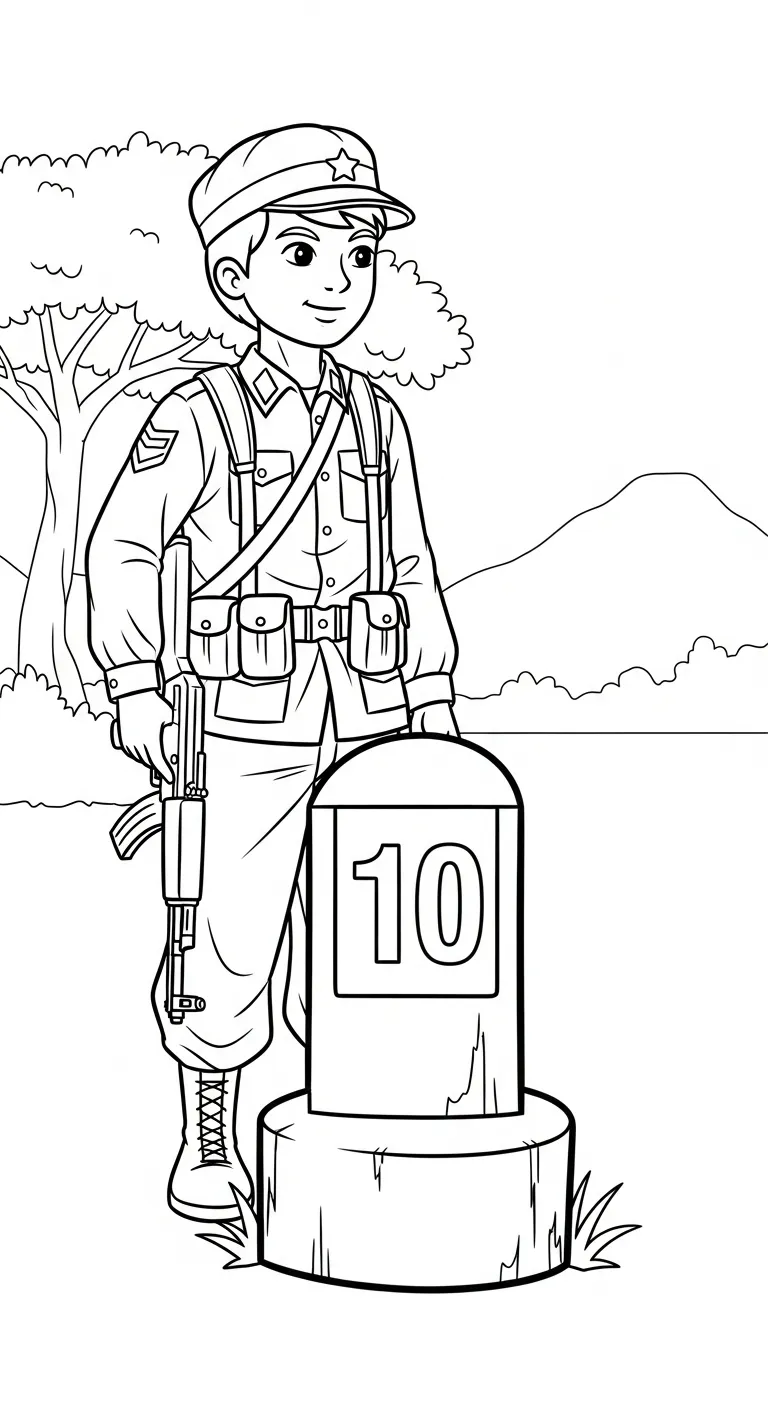 tải tranh tô màu Tranh Tô Màu Chú Bộ Đội cho bé 5 tuổi