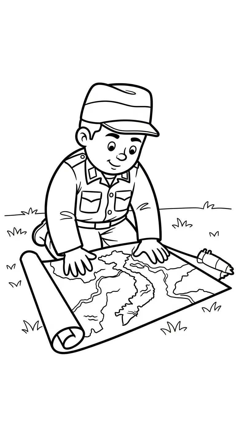 file pdf tranh tô màu Tranh Tô Màu Chú Bộ Đội cho bé 1