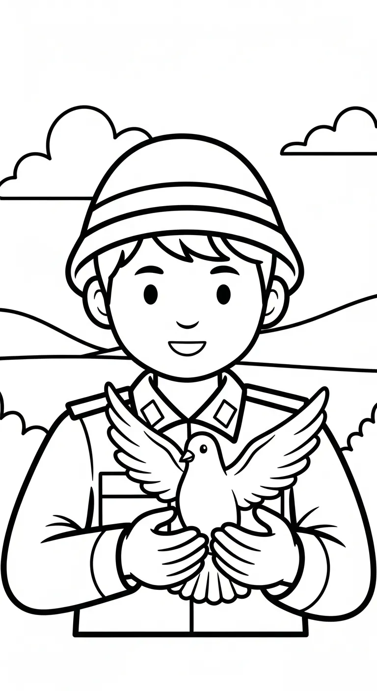 tranh tô màu Tranh Tô Màu Chú Bộ Đội cho bé tải về