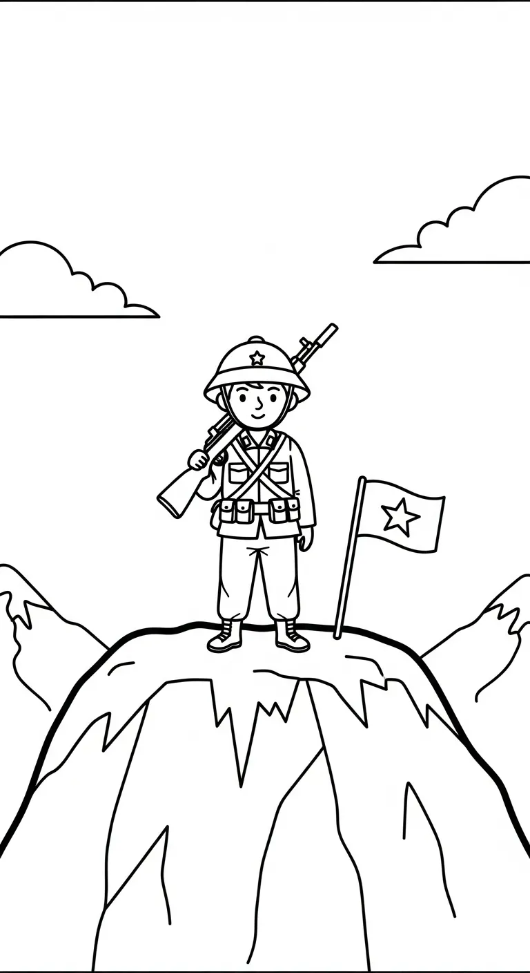 download tranh tô màu Tranh Tô Màu Chú Bộ Đội cho bé