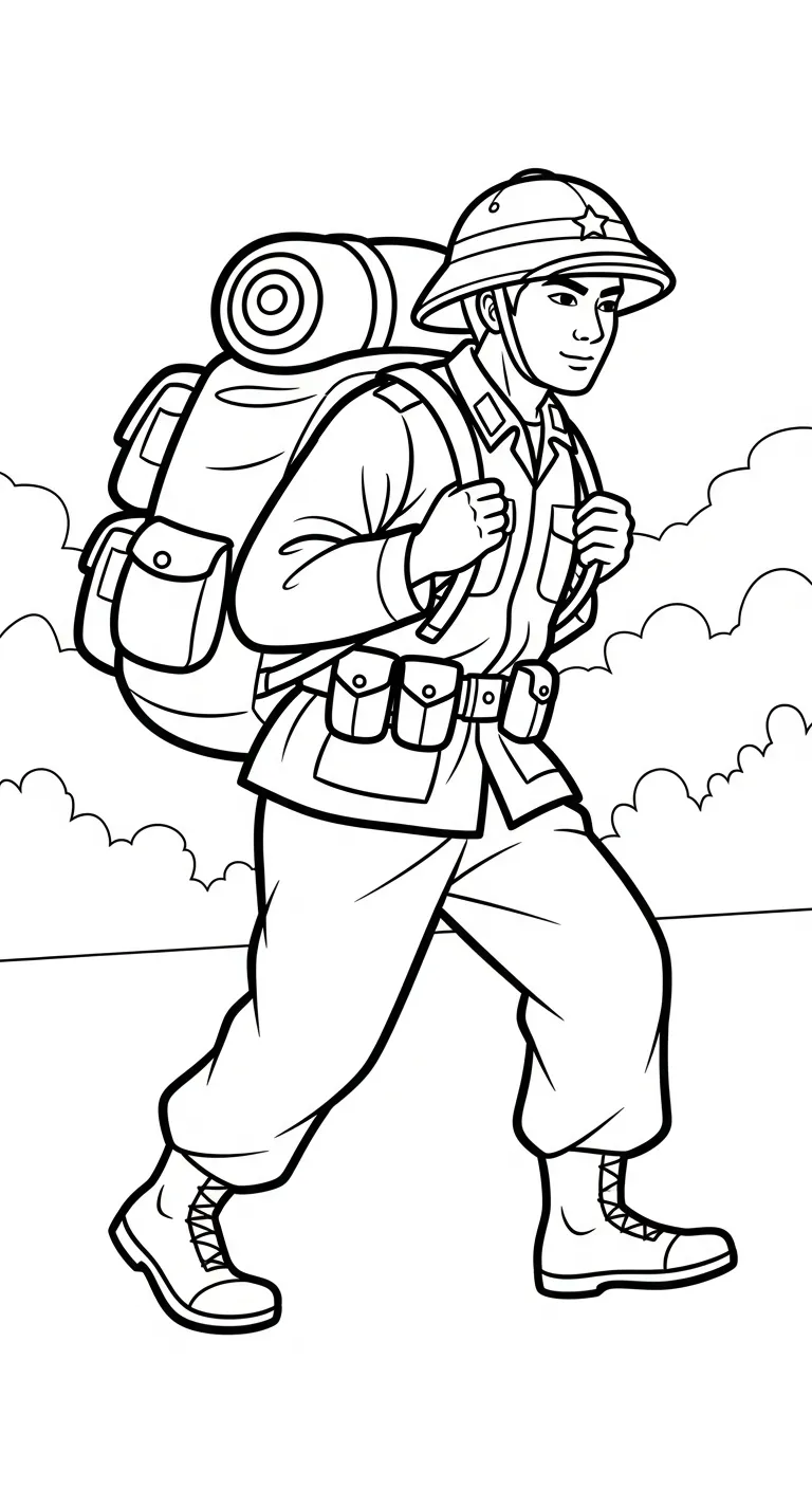 mẫu in hình tô màu Tranh Tô Màu Chú Bộ Đội cho bé