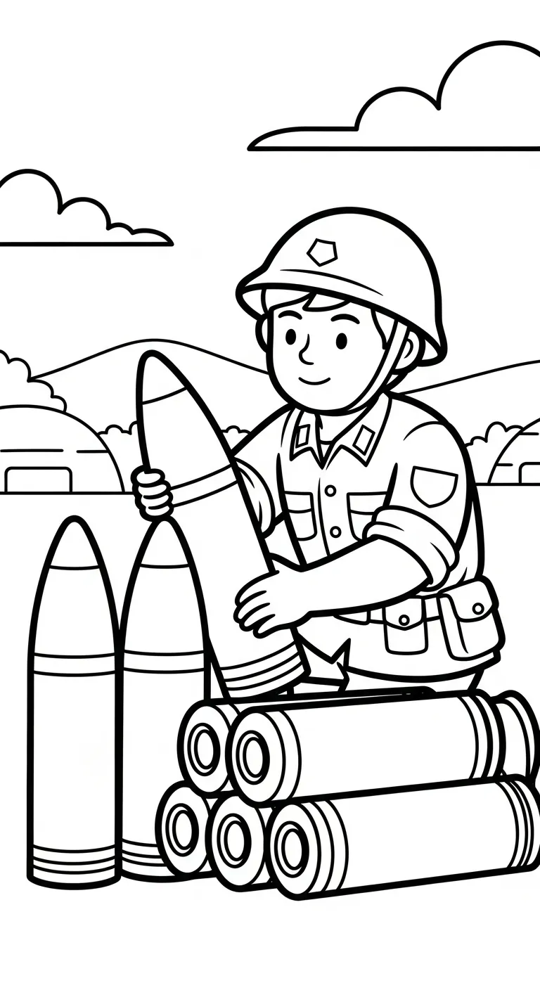 tranh tô màu Tranh Tô Màu Chú Bộ Đội cho bé 4 tuổi 1