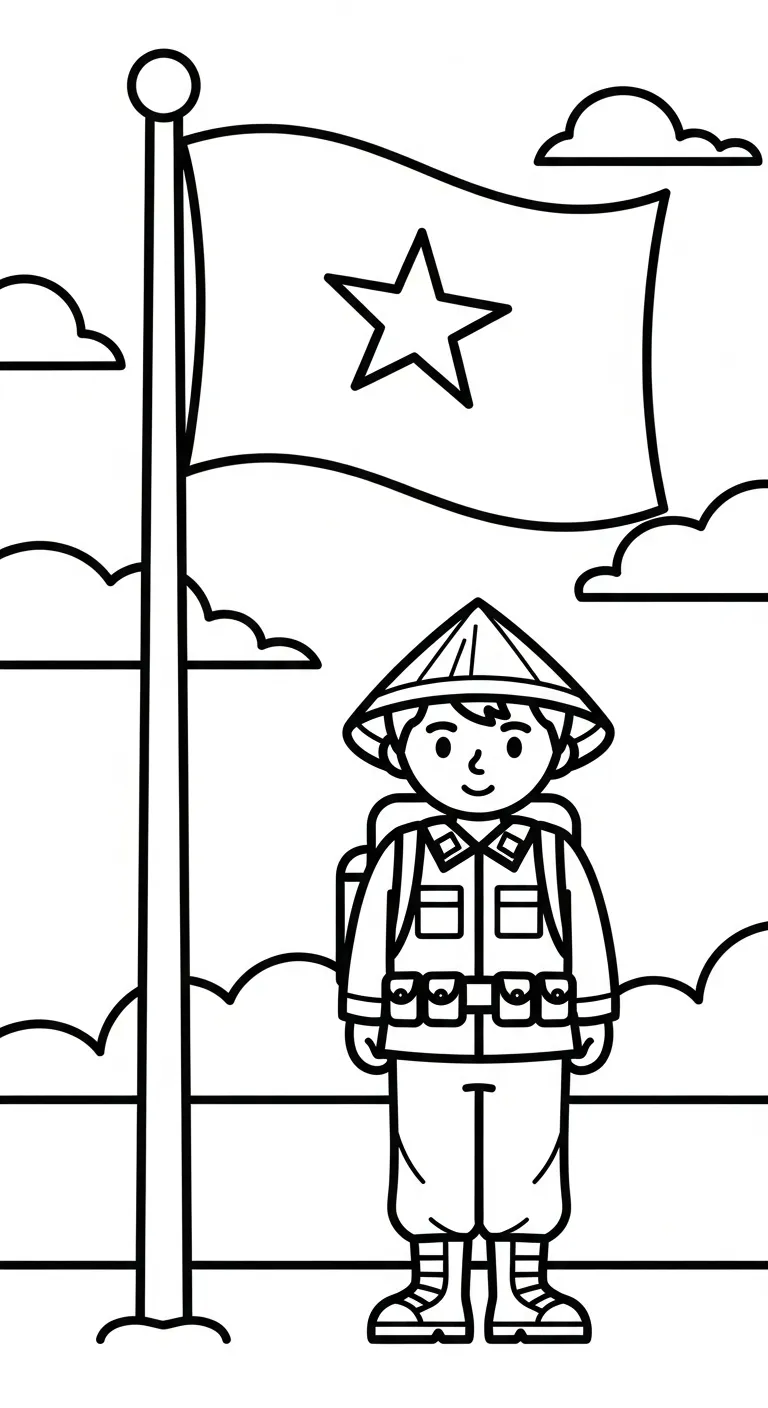 in tranh tô màu Tranh Tô Màu Chú Bộ Đội khổ A4