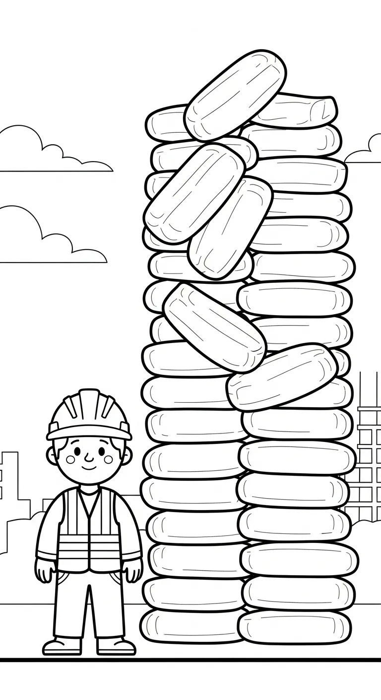 tải hình tô màu Tranh Tô Màu Chú Công Nhân Xây Dựng cho bé 8 tuổi