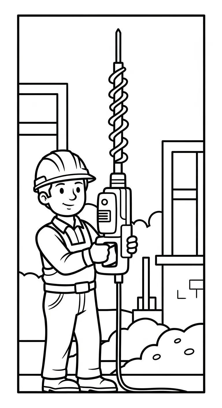 in tranh tô màu Tranh Tô Màu Chú Công Nhân Xây Dựng cho bé