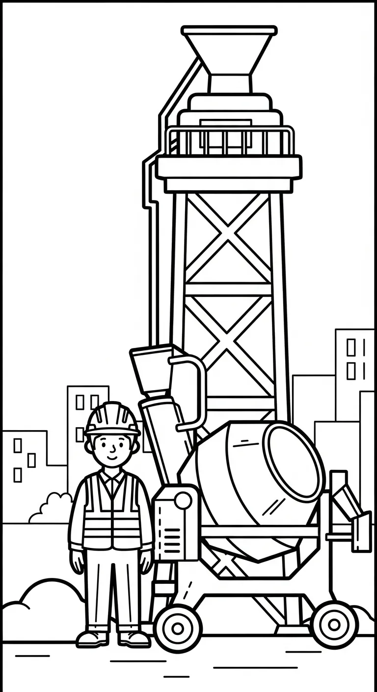 in hình tô màu Tranh Tô Màu Chú Công Nhân Xây Dựng cho bé 5 tuổi 1