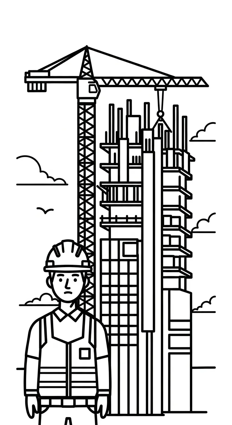 tải tranh tô màu Tranh Tô Màu Chú Công Nhân Xây Dựng cho bé