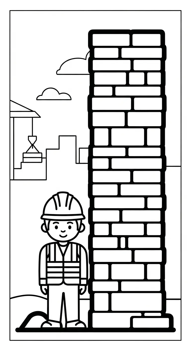 file pdf tranh tô màu Tranh Tô Màu Chú Công Nhân Xây Dựng cho bé
