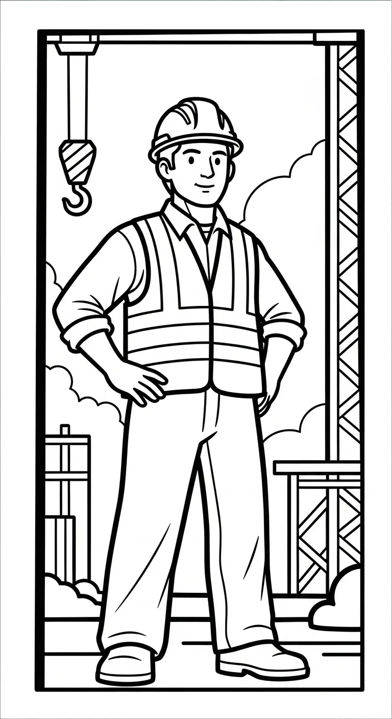 in hình tô màu Tranh Tô Màu Chú Công Nhân Xây Dựng cho bé 5 tuổi 2
