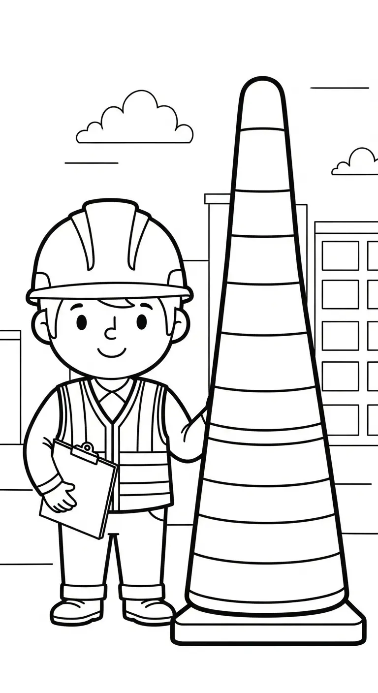 in hình tô màu Tranh Tô Màu Chú Công Nhân Xây Dựng cho bé 8 tuổi