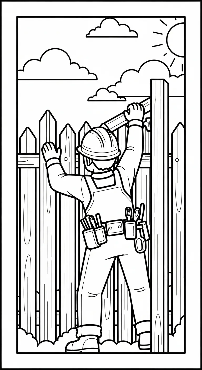 tải hình tô màu Tranh Tô Màu Chú Công Nhân Xây Dựng cho bé