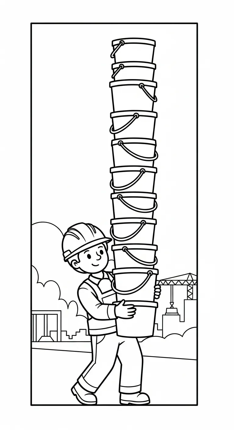 hình tô màu Tranh Tô Màu Chú Công Nhân Xây Dựng cho bé 6 tuổi