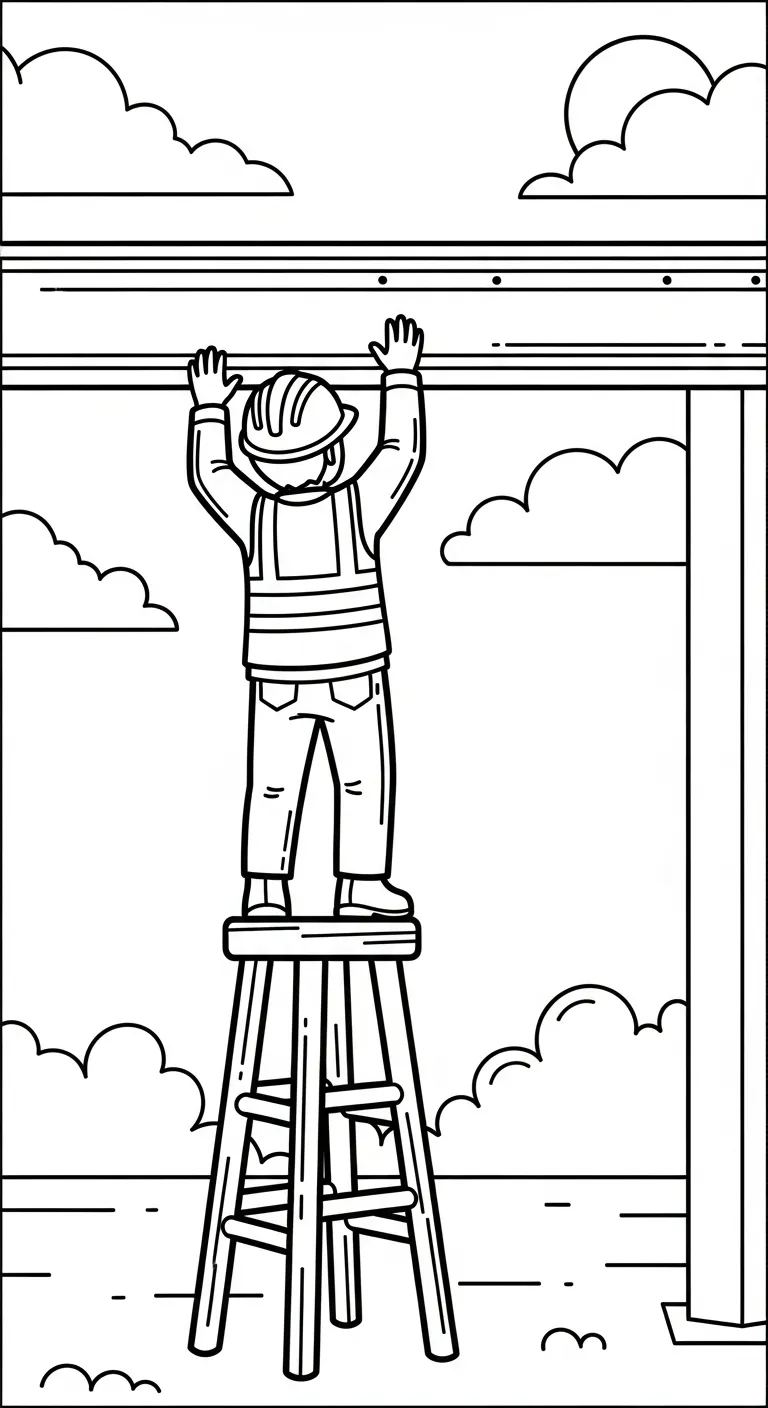 tranh tô màu Tranh Tô Màu Chú Công Nhân Xây Dựng cho bé 5 tuổi miễn phí