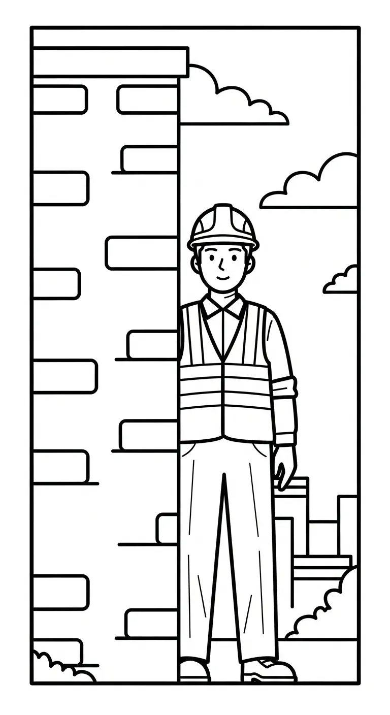 mẫu tranh tô màu Tranh Tô Màu Chú Công Nhân Xây Dựng cho bé