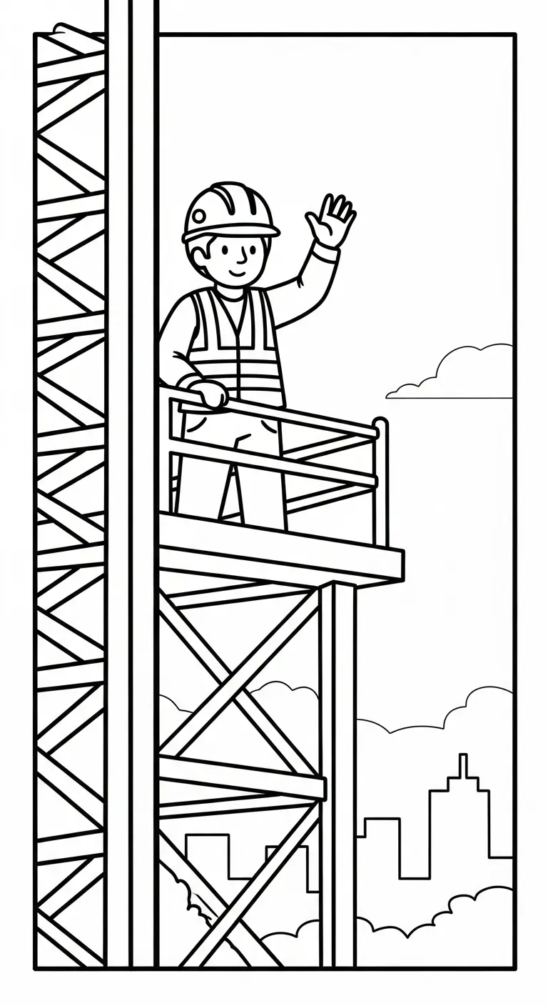 in hình tô màu Tranh Tô Màu Chú Công Nhân Xây Dựng cho bé