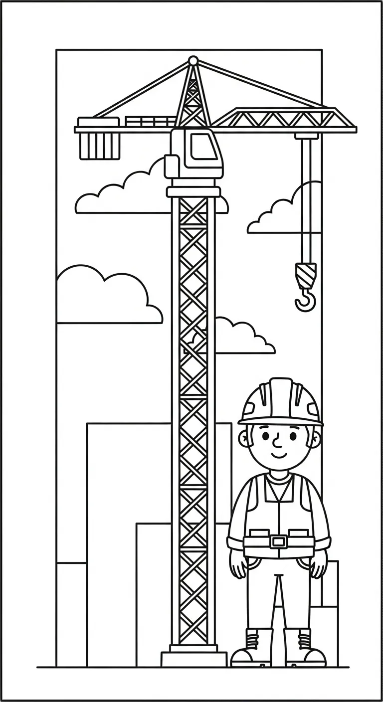 tải hình tô màu Tranh Tô Màu Chú Công Nhân Xây Dựng cho bé 7 tuổi