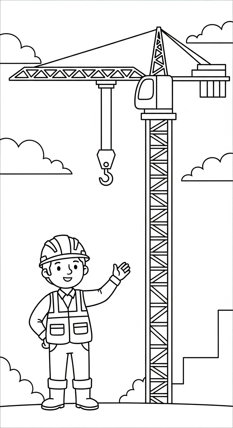 tải tranh tô màu Tranh Tô Màu Chú Công Nhân Xây Dựng cho bé 6 tuổi