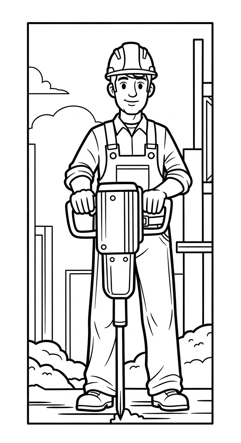 hình tô màu Tranh Tô Màu Chú Công Nhân Xây Dựng cho bé 7 tuổi miễn phí