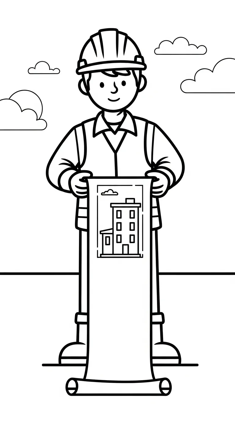tranh tô màu Tranh Tô Màu Chú Công Nhân Xây Dựng miễn phí
