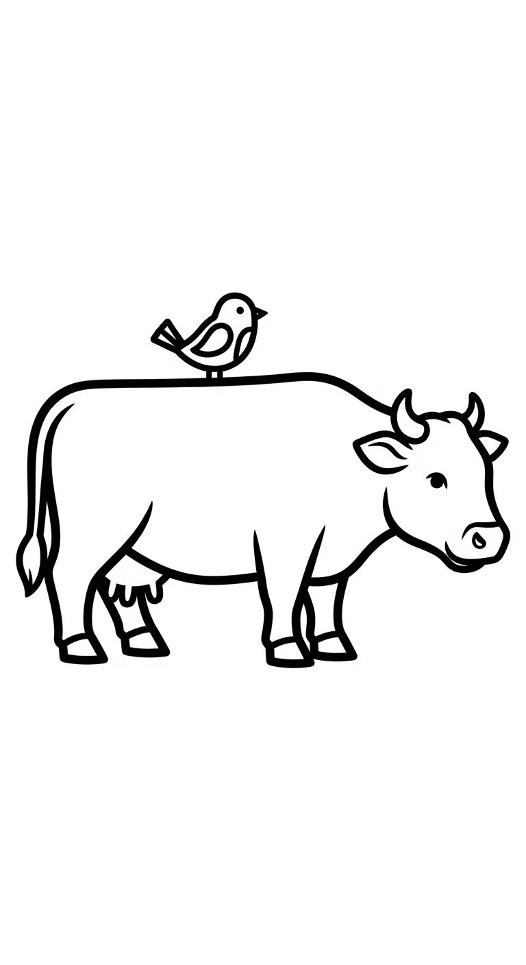 tranh tô màu Con Bò cho bé đơn giản