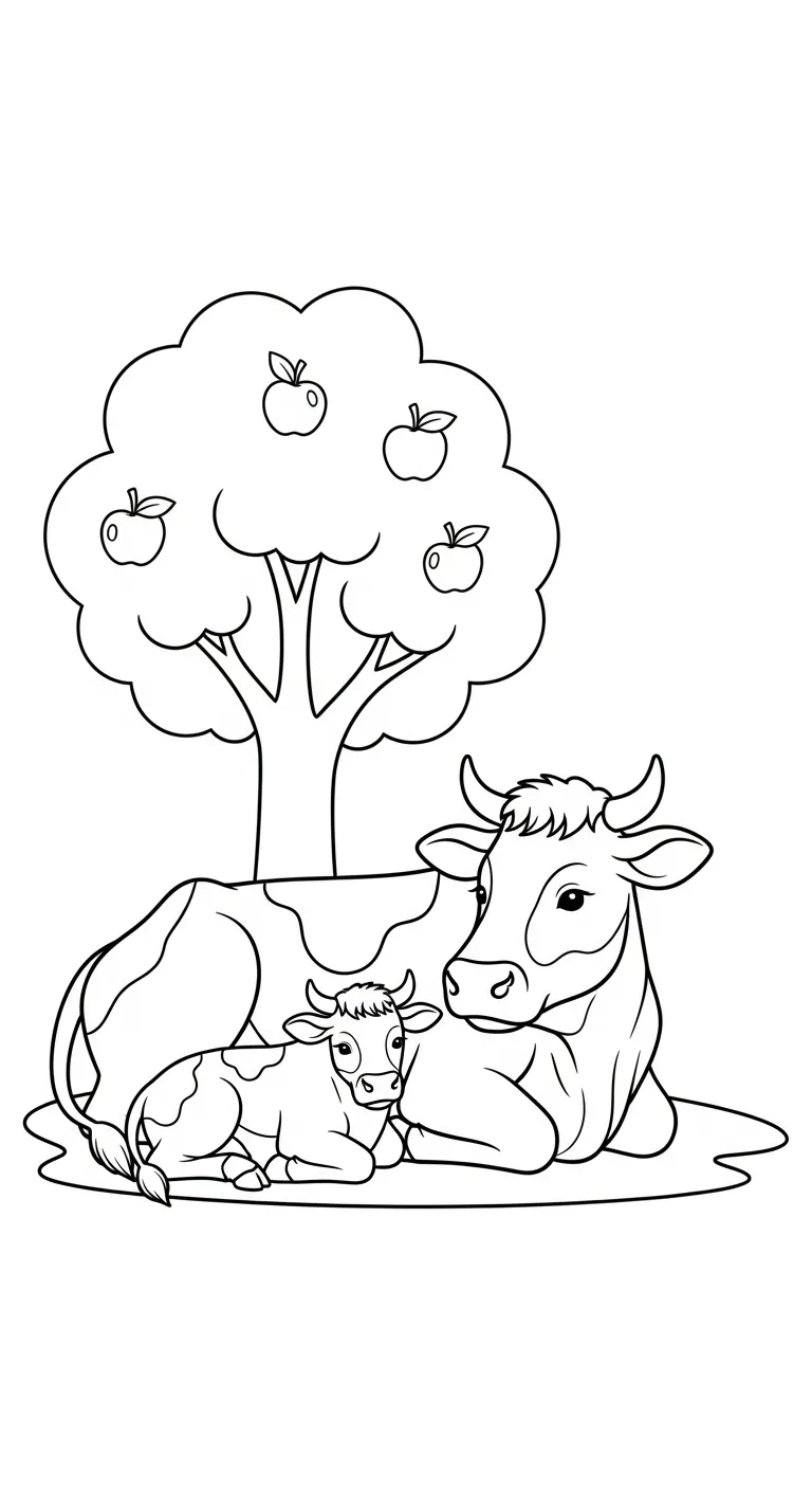 tải hình tô màu Con Bò cho bé 5 tuổi