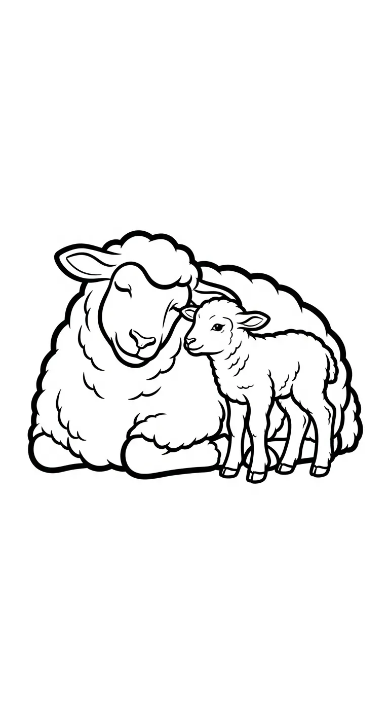 in tranh tô màu Cừu cho bé