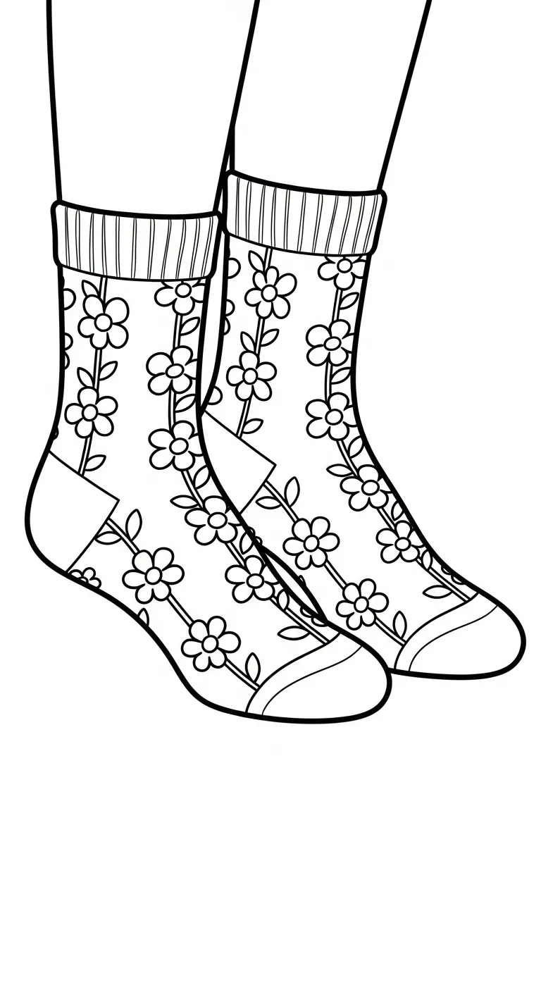 hình tô màu Tranh Tô Màu Đôi Tất cho bé 6 tuổi miễn phí
