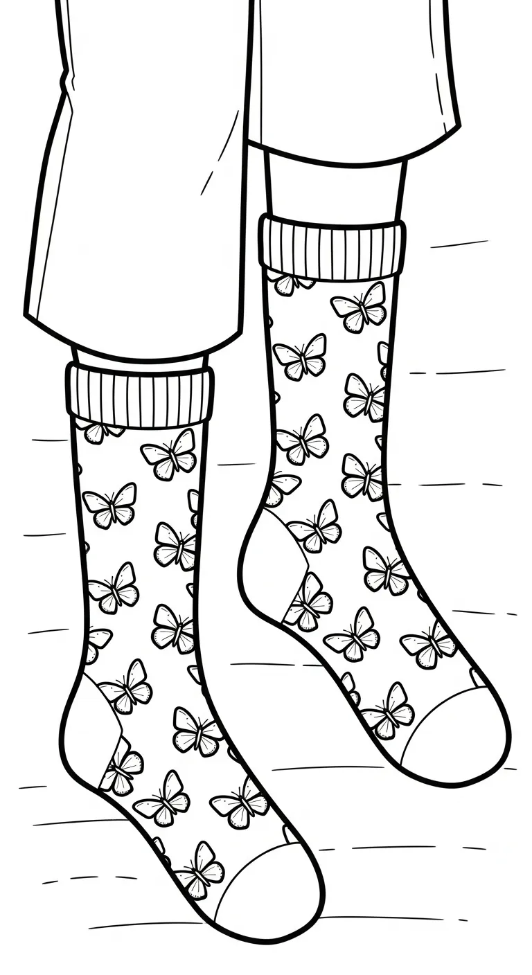 hình tô màu Tranh Tô Màu Đôi Tất cho bé 6 tuổi miễn phí 1