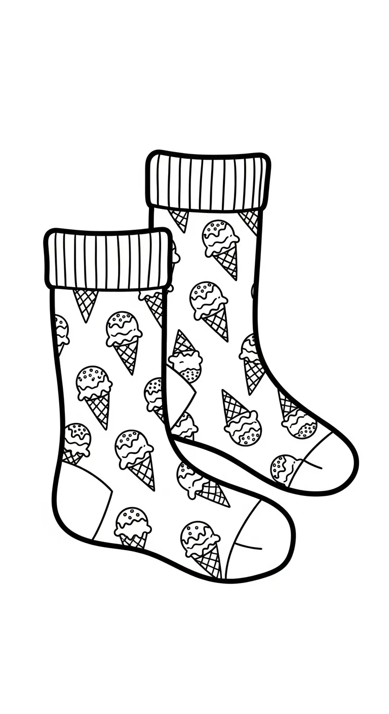 hình tô màu Tranh Tô Màu Đôi Tất cho bé đơn giản