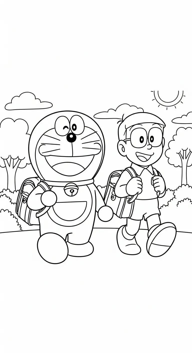 file pdf tranh tô màu Tranh Tô Màu Doremon cho bé