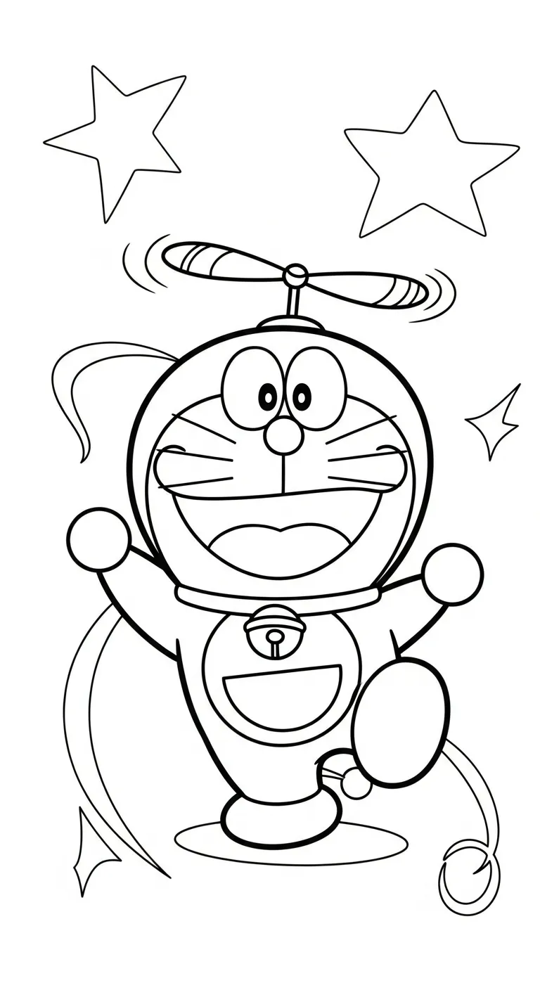 file pdf hình tô màu Tranh Tô Màu Doremon cho bé