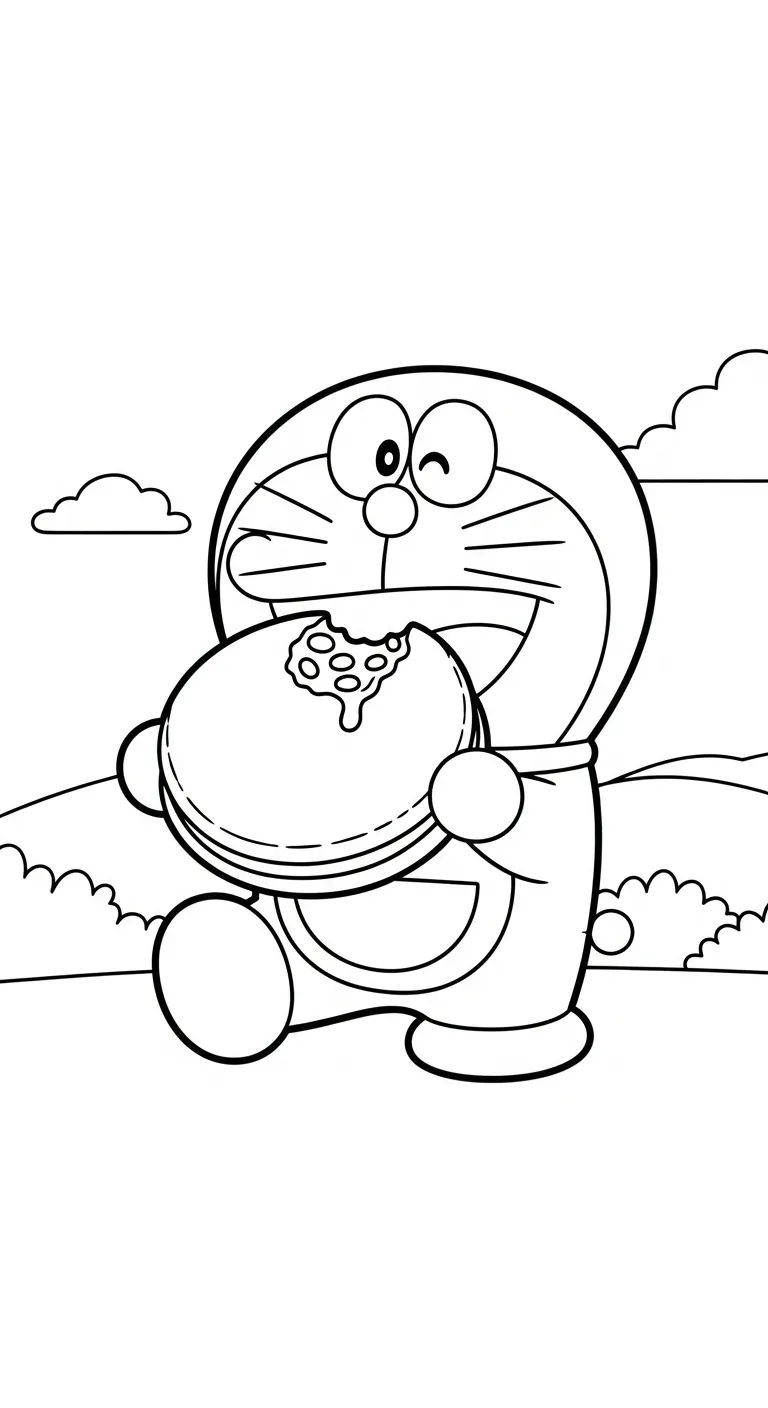tranh tô màu Tranh Tô Màu Doremon cho bé 8 tuổi miễn phí