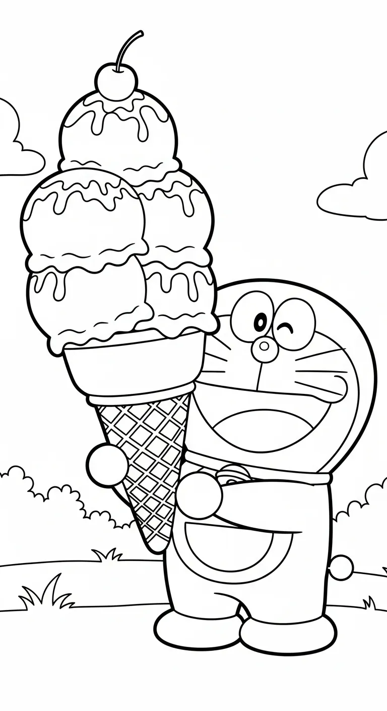 hình tô màu Tranh Tô Màu Doremon cho bé 7 tuổi