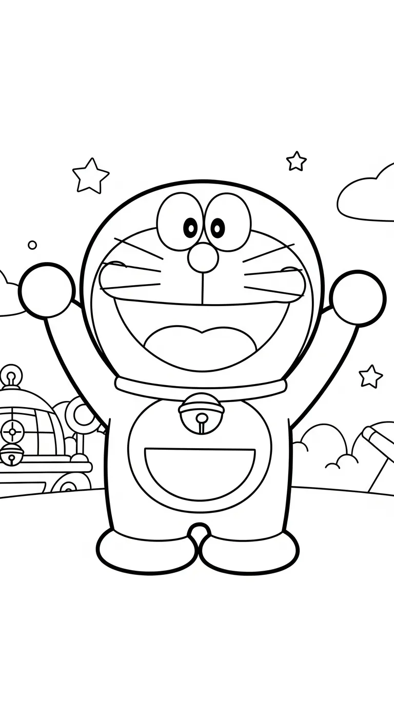tranh tô màu Tranh Tô Màu Doremon cho bé 7 tuổi miễn phí