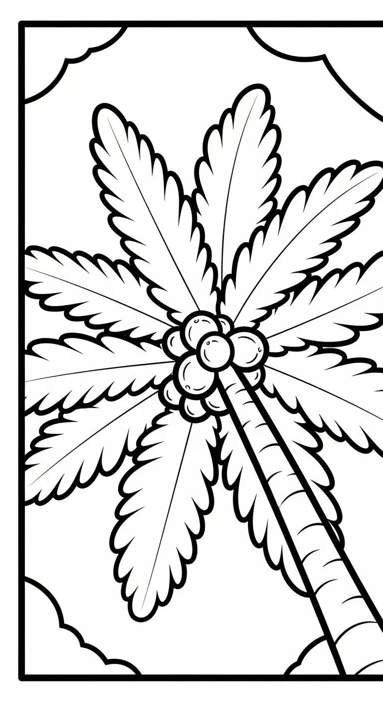 in tranh tô màu Dừa cho bé 8 tuổi