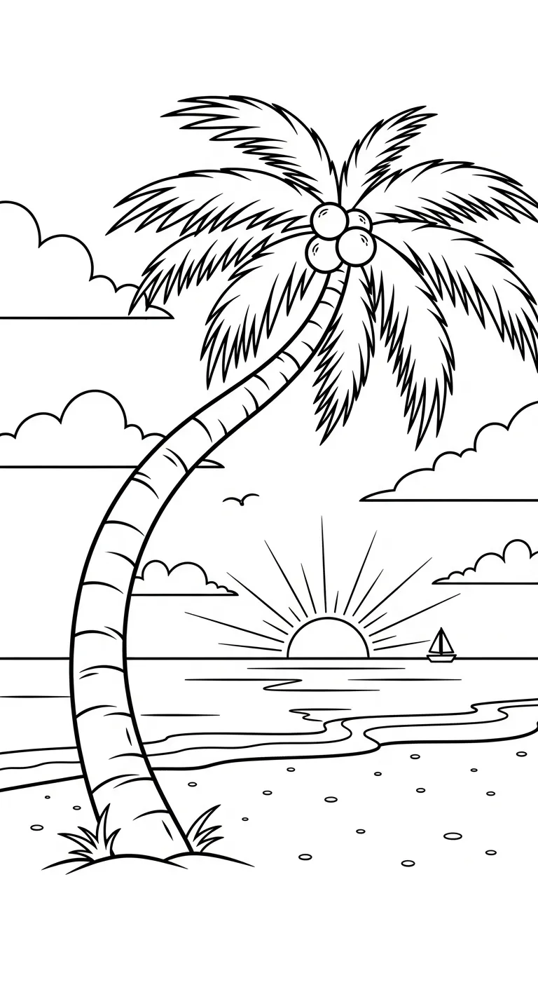 tải hình tô màu Dừa cho bé 4 tuổi