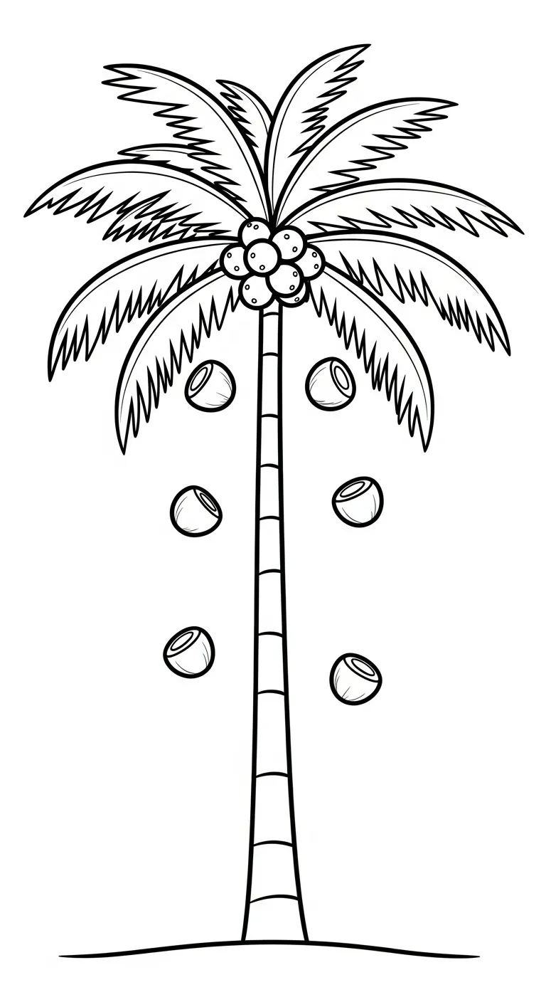tranh tô màu Dừa cho bé 4 tuổi miễn phí