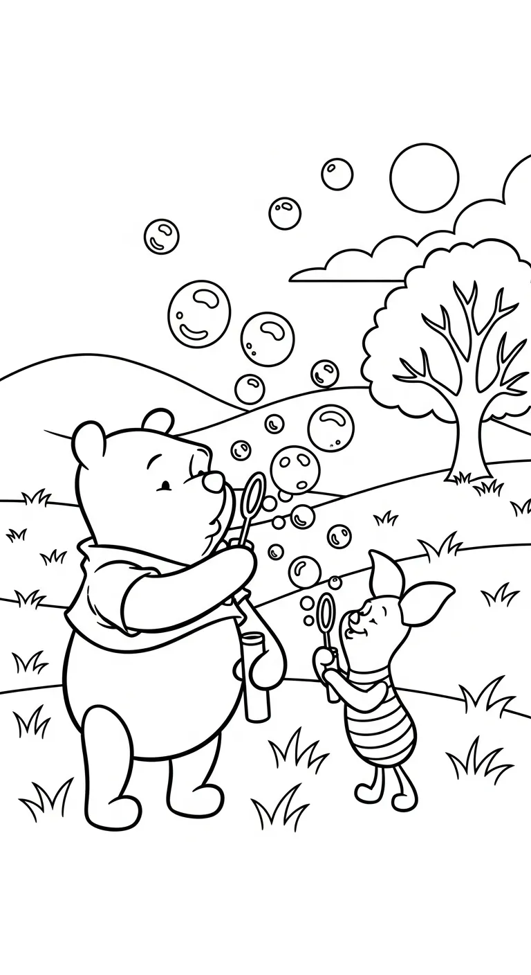 in hình tô màu Gấu Pooh cho bé 8 tuổi