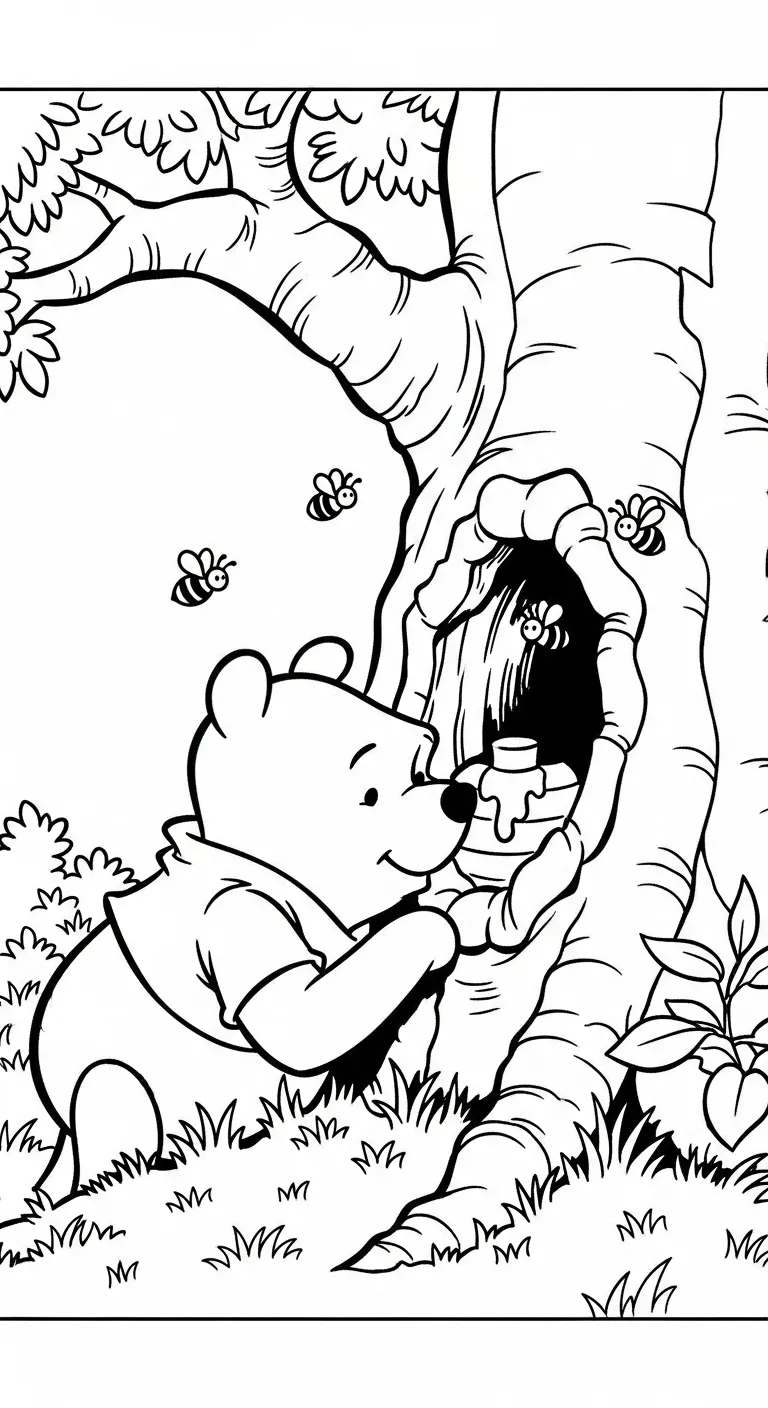 tải tranh tô màu Gấu Pooh cho bé 7 tuổi