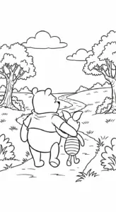 in tranh tô màu Gấu Pooh cho bé 7 tuổi