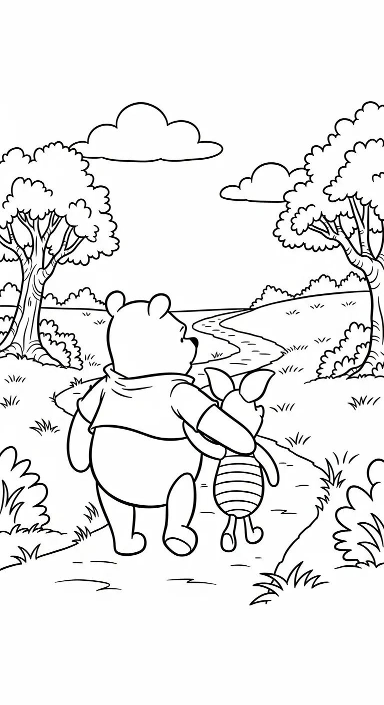 in tranh tô màu Gấu Pooh cho bé 7 tuổi