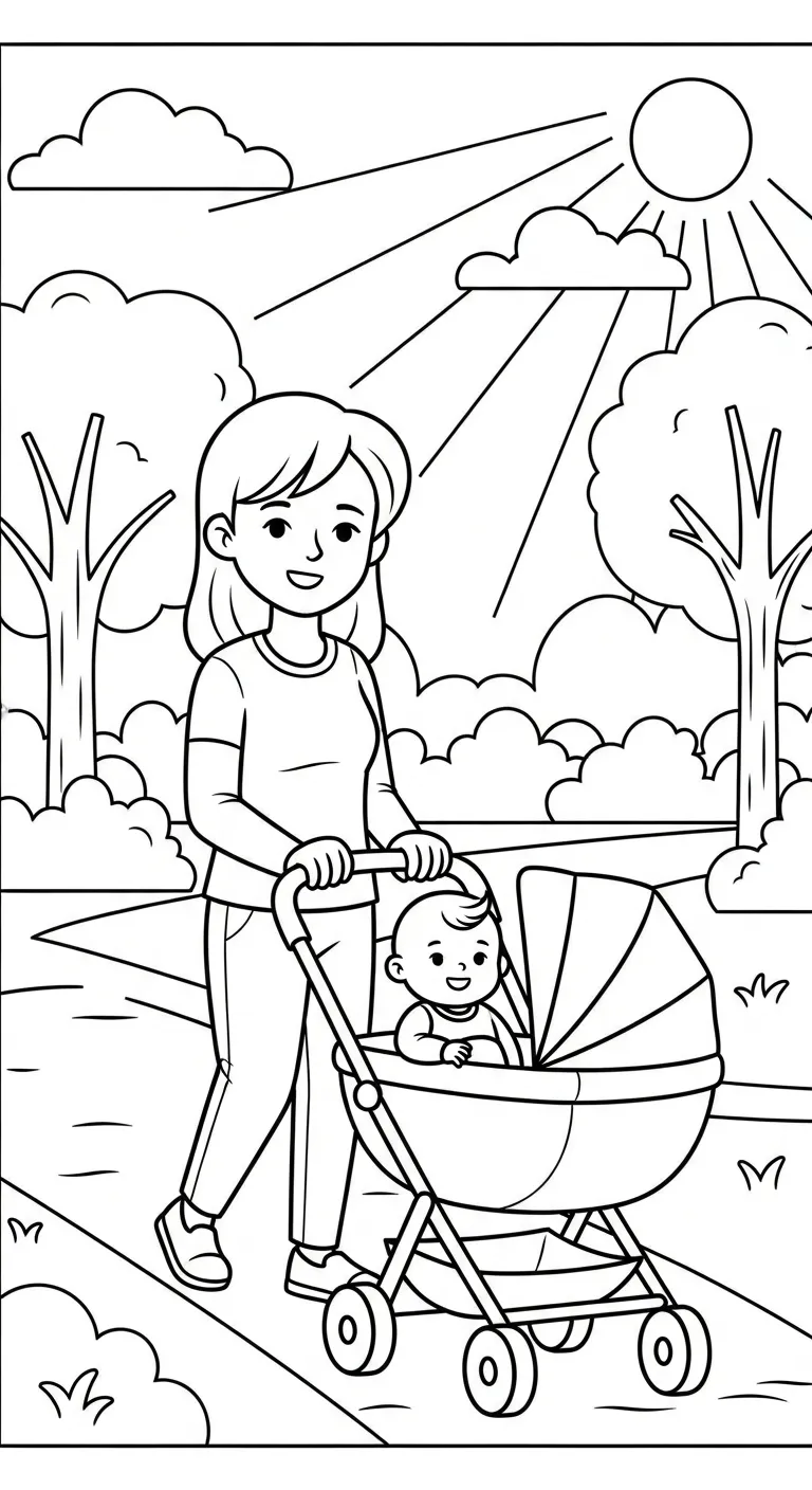 tranh tô màu Gia Đình cho trẻ em