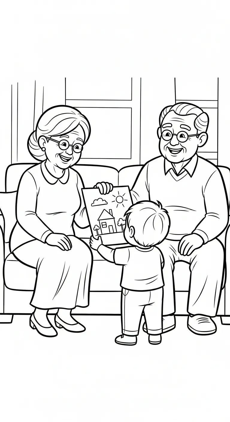 in tranh tô màu Gia Đình cho bé 4 tuổi