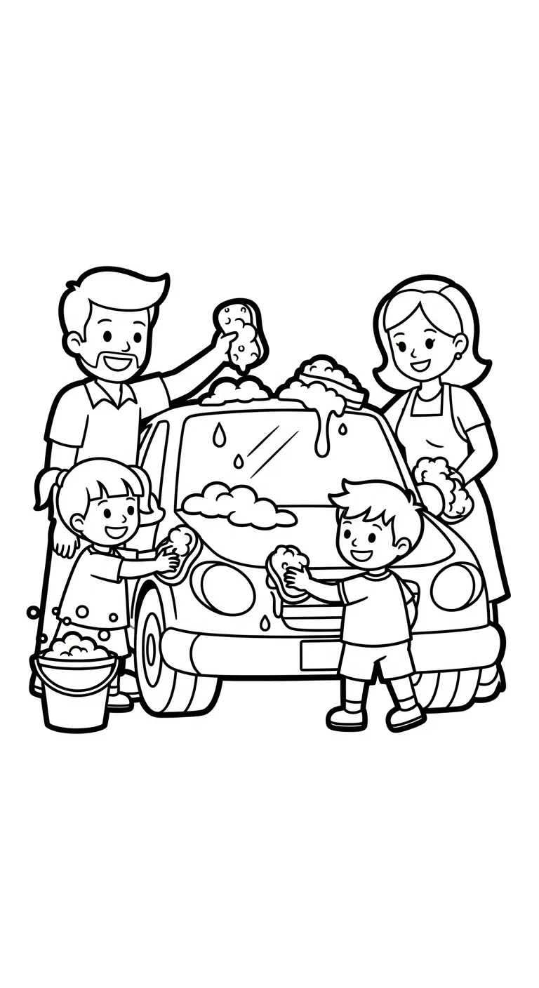 download tranh tô màu Gia Đình miễn phí