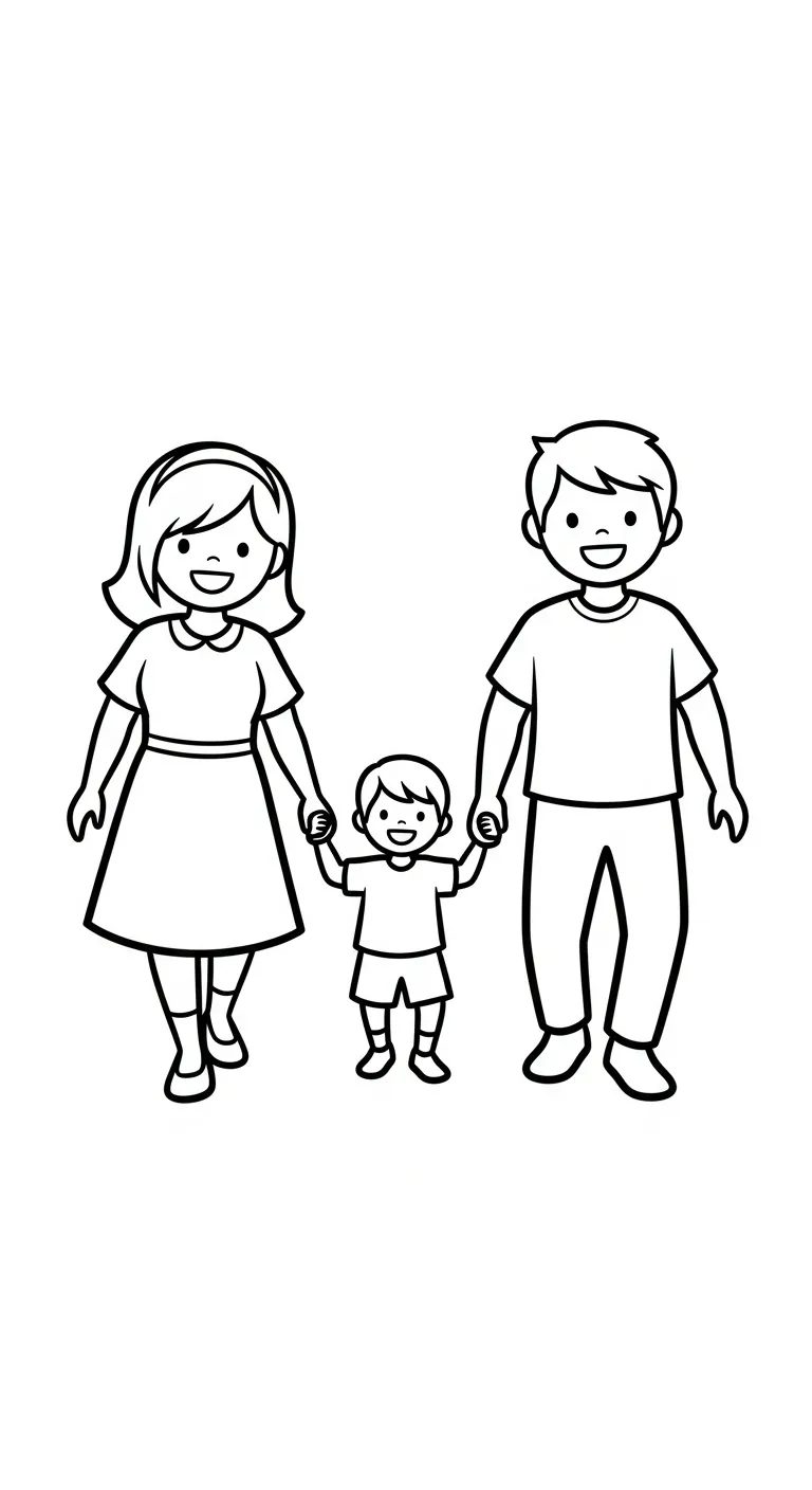 in hình tô màu Gia Đình cho bé 4 tuổi