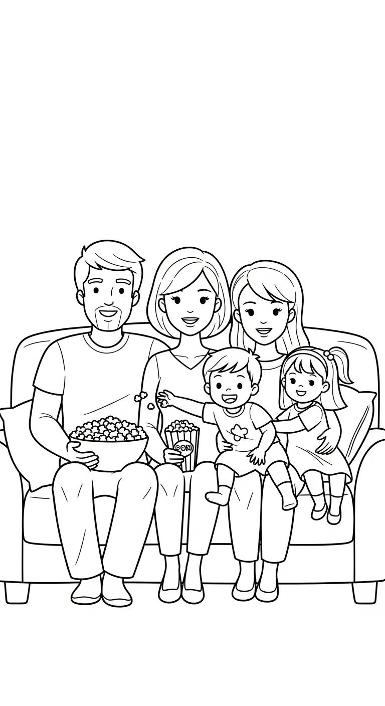 in tranh tô màu Gia Đình cho bé 8 tuổi