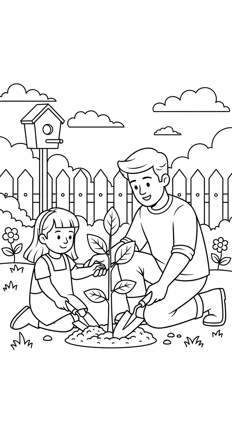 download hình tô màu Gia Đình cho bé