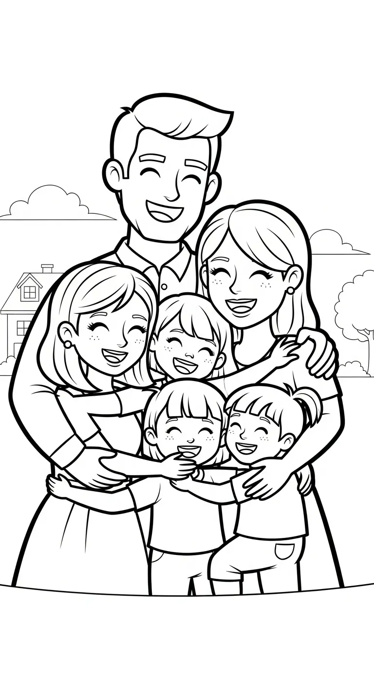 hình tô màu Gia Đình cho bé