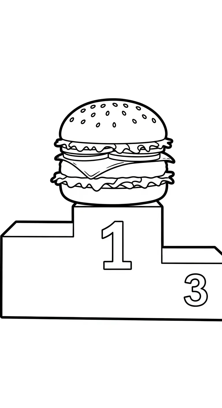 file tranh tô màu Hamburger cho bé 4-5 tuổi