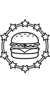 file tranh tô màu Hamburger cho bé in